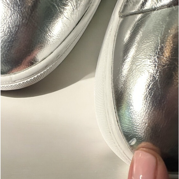 Rebecca Minkoff Neva Mule Sneaker Metallic Silver Leather Platform Size 6 - Picture 4 of 5